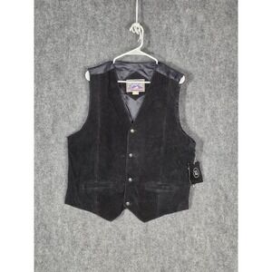VTG Watershed William Barry Black Suede Leather Vest Men XL Western Cowboy Rodeo